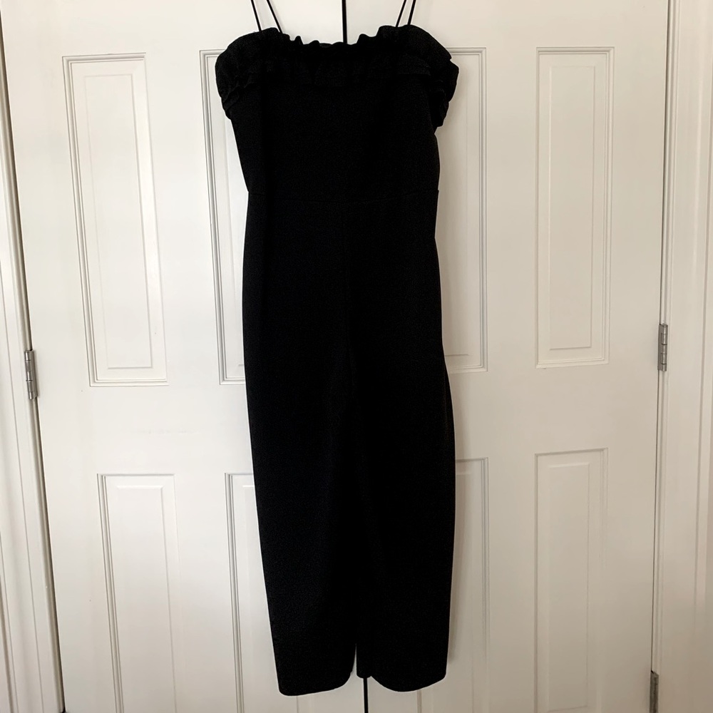 Black Ruffle Trim Jumpsuit